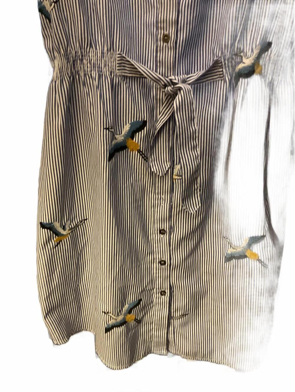 Millennium Blue and White Beachy Coastal  Shirt Dress with Herons  Size XL - Picture 4 of 9